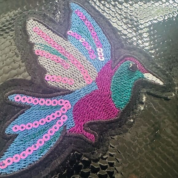 Victoria Secret black patten cosmetic bag with bird and bee decal. - Picture 4 of 6